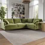 Load image into Gallery viewer, Olive Green Velvet 4 Seater Right Hand Corner Sofa sofa by DunePine - premium handmade upholstery available in UAE.
