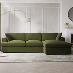 Load image into Gallery viewer, Olive Green Velvet Right Hand 4 Seater Chaise Corner Sofa sofa by DunePine - premium handmade upholstery available in UAE.
