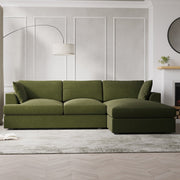 Olive Green Velvet Right Hand 4 Seater Chaise Corner Sofa sofa by DunePine - premium handmade upholstery available in UAE.