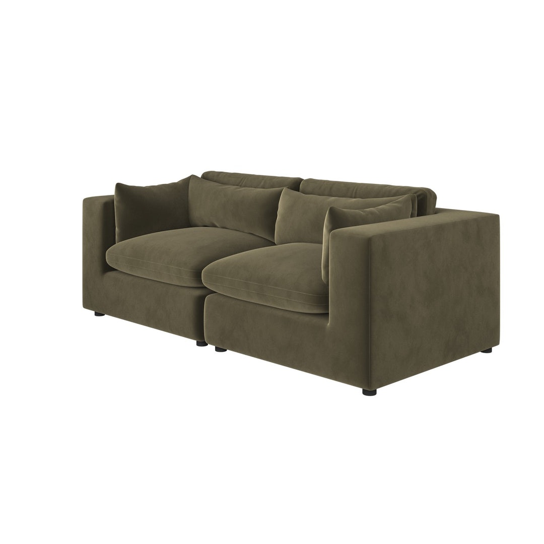 Khaki Green Velvet 3 Seater Sofa sofa by DunePine - premium handmade upholstery available in UAE.