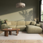 Large Light Olive Chenille Right Hand 4 Seater Chaise Corner Sofa sofa by DunePine - premium handmade upholstery available in UAE.