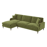 Olive Green Velvet Left Hand Facing 4 Seater Chaise Corner Sofa sofa by DunePine - premium handmade upholstery available in UAE.