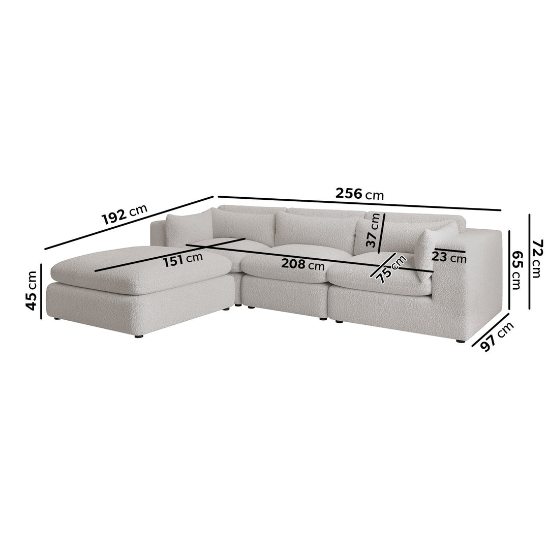Large Beige Boucle Reversible 4 Seater Chaise Corner Sofa sofa by DunePine - premium handmade upholstery available in UAE.