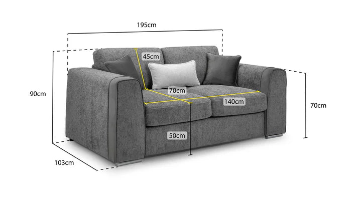 Orlena Sofa Grey Sofa in 2, Seater - DunePine UAE