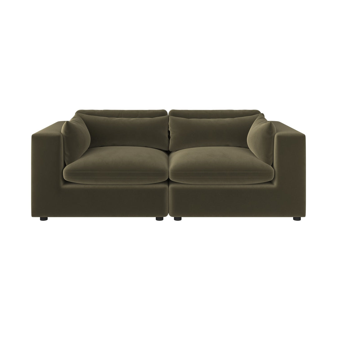 Khaki Green Velvet 3 Seater Sofa sofa by DunePine - premium handmade upholstery available in UAE.