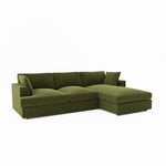 Load image into Gallery viewer, Olive Green Velvet Right Hand 4 Seater Chaise Corner Sofa sofa by DunePine - premium handmade upholstery available in UAE.
