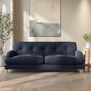 Dark Blue Velvet 3 Seater Mid Century Sofa sofa by DunePine - premium handmade upholstery available in UAE.