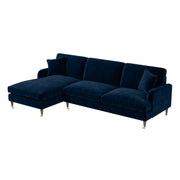 Navy Velvet Left Hand Facing 4 Seater Chaise Corner Sofa sofa by DunePine - premium handmade upholstery available in UAE.