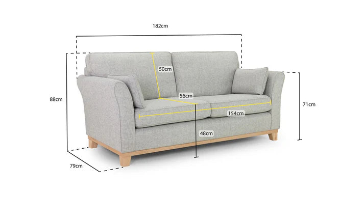 Delta Sofa Grey Sofa in 3, Seater - DunePine UAE