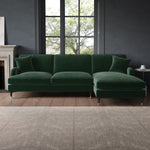 Load image into Gallery viewer, Dark Green Velvet Right Hand Facing 4 Seater Chaise Corner Sofa sofa by DunePine - premium handmade upholstery available in UAE.
