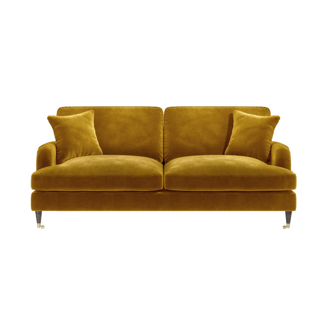 Mustard Velvet 3 Seater Sofa sofa by DunePine - premium handmade upholstery available in UAE.