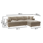Large Mink Velvet Right Hand 4 Seater Chaise Corner Sofa sofa by DunePine - premium handmade upholstery available in UAE.
