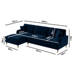 Load image into Gallery viewer, Navy Velvet Left Hand Facing 4 Seater Chaise Corner Sofa sofa by DunePine - premium handmade upholstery available in UAE.
