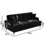 Load image into Gallery viewer, Black Velvet 3 Seater Sofa sofa by DunePine - premium handmade upholstery available in UAE.
