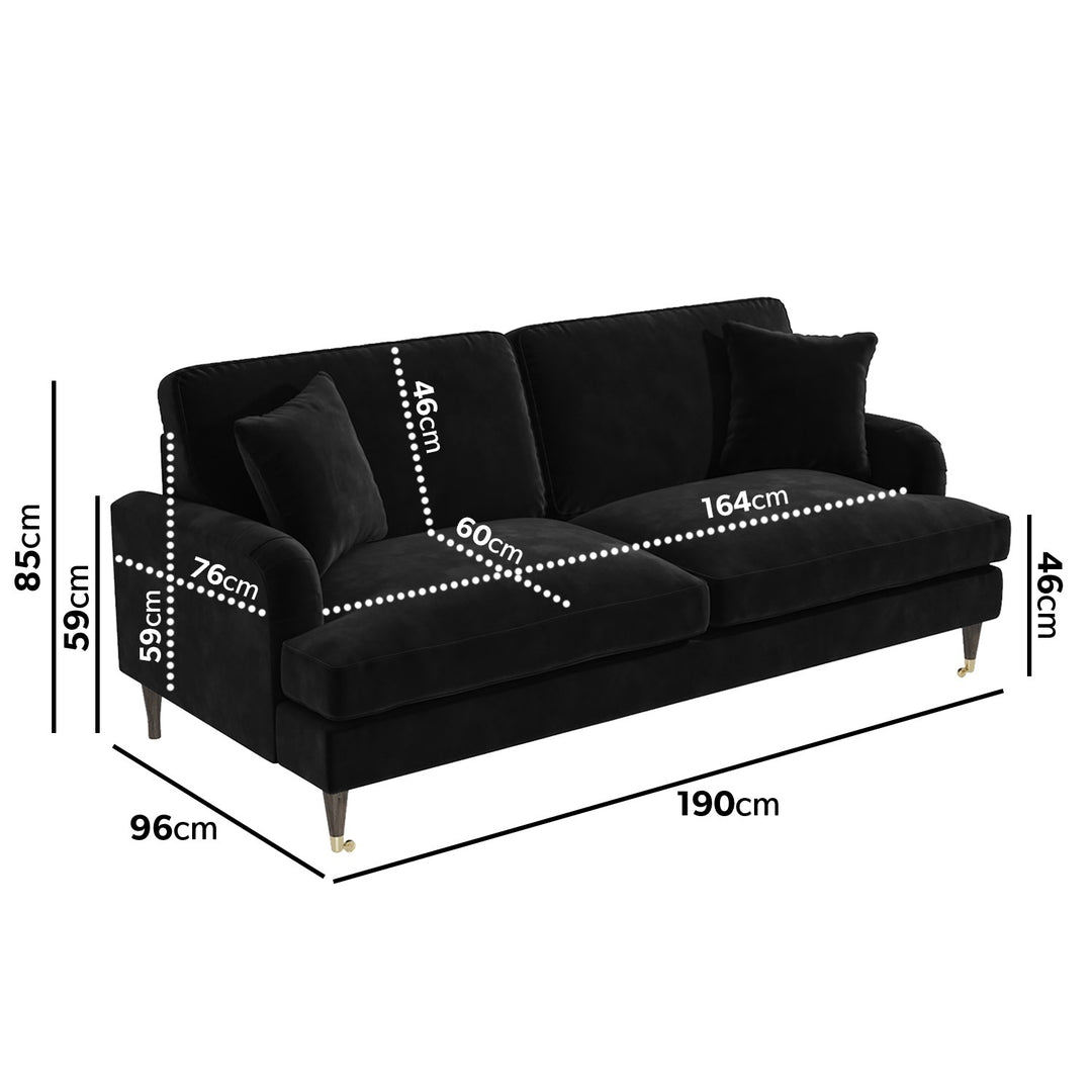 Black Velvet 3 Seater Sofa sofa by DunePine - premium handmade upholstery available in UAE.