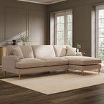 Load image into Gallery viewer, Beige Fabric Right Hand Facing 4 Seater Chaise Corner Sofa sofa by DunePine - premium handmade upholstery available in UAE.
