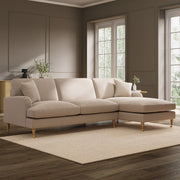 Beige Fabric Right Hand Facing 4 Seater Chaise Corner Sofa sofa by DunePine - premium handmade upholstery available in UAE.