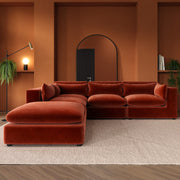 Large Burnt Orange Velvet 5 Seater Modular Corner Sofa sofa by DunePine - premium handmade upholstery available in UAE.