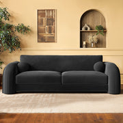 Dark Grey Velvet Curved 3 Seater Sofa sofa by DunePine - premium handmade upholstery available in UAE.