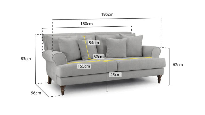 Nordivo Sofa Grey Sofa in 3, Seater - DunePine UAE