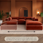 Load image into Gallery viewer, Large Burnt Orange Velvet 5 Seater Modular Corner Sofa sofa by DunePine - premium handmade upholstery available in UAE.
