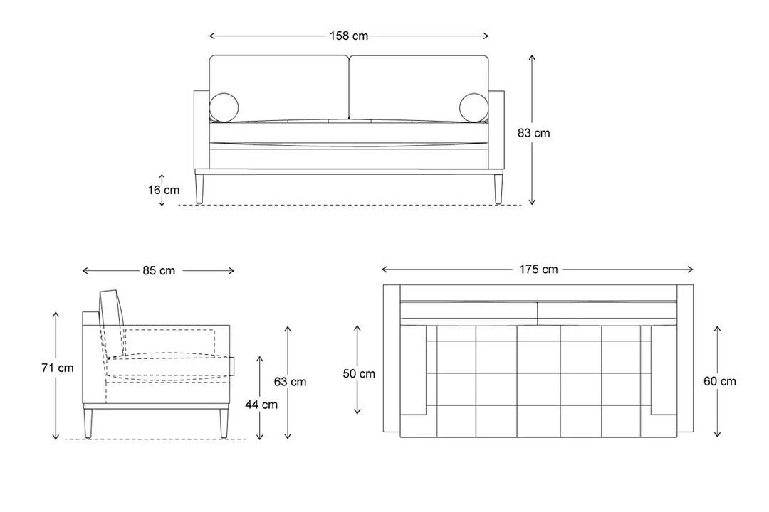 Cedar 2-Seater Sofa - elegant 2-seater sofa with plush cushions, handcrafted by Dunepine, Dubai