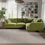 Load image into Gallery viewer, Olive Green Velvet 4 Seater Right Hand Corner Sofa sofa by DunePine - premium handmade upholstery available in UAE.
