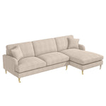 Load image into Gallery viewer, Beige Fabric Right Hand Facing 4 Seater Chaise Corner Sofa sofa by DunePine - premium handmade upholstery available in UAE.
