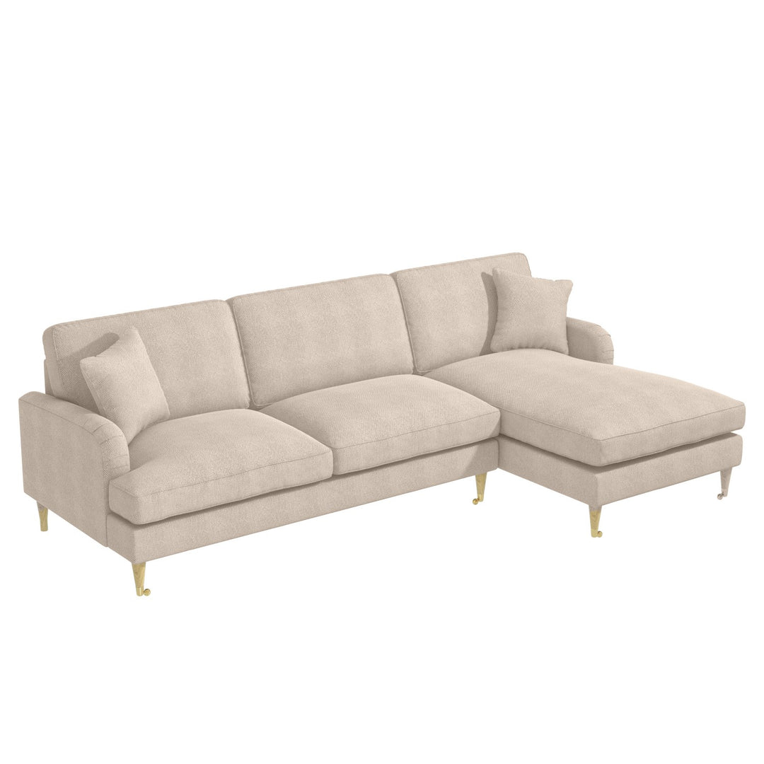 Beige Fabric Right Hand Facing 4 Seater Chaise Corner Sofa sofa by DunePine - premium handmade upholstery available in UAE.