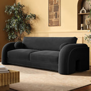 Dark Grey Velvet Curved 3 Seater Sofa sofa by DunePine - premium handmade upholstery available in UAE.