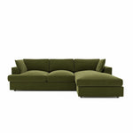 Load image into Gallery viewer, Olive Green Velvet Right Hand 4 Seater Chaise Corner Sofa sofa by DunePine - premium handmade upholstery available in UAE.

