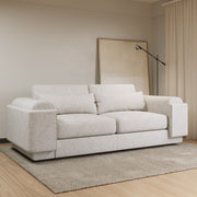 Curved Cream Boucle 3 Seater Sofa sofa by DunePine - premium handmade upholstery available in UAE.
