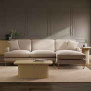 Beige Fabric Right Hand Facing 4 Seater Chaise Corner Sofa sofa by DunePine - premium handmade upholstery available in UAE.