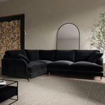 Load image into Gallery viewer, Black Velvet 4 Seater Left Hand Corner Sofa sofa by DunePine - premium handmade upholstery available in UAE.

