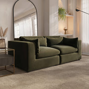 Khaki Green Velvet 3 Seater Sofa sofa by DunePine - premium handmade upholstery available in UAE.