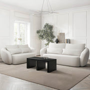 Cream Boucle Curved 3 Seater Sofa sofa by DunePine - premium handmade upholstery available in UAE.