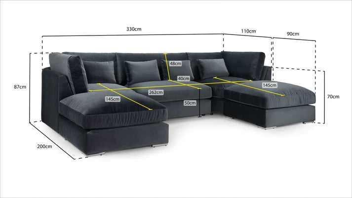 Belgravia Sofa Slate U Sofa in Shape, Corner - DunePine UAE