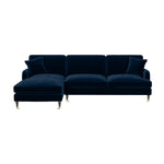 Load image into Gallery viewer, Navy Velvet Left Hand Facing 4 Seater Chaise Corner Sofa sofa by DunePine - premium handmade upholstery available in UAE.
