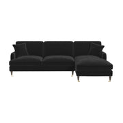 Black Velvet Right Hand Facing 4 Seater Chaise Corner Sofa sofa by DunePine - premium handmade upholstery available in UAE.