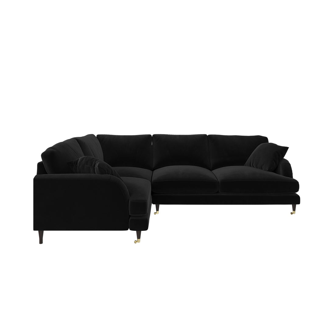 Black Velvet 4 Seater Left Hand Corner Sofa sofa by DunePine - premium handmade upholstery available in UAE.