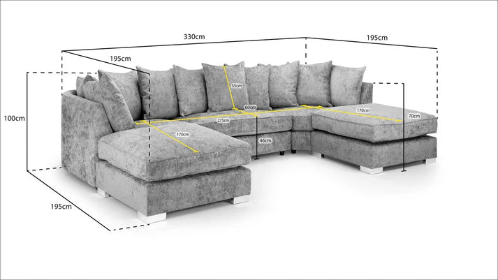 Sienna Scatterback Sofa Platinum U Sofa in Shape, Corner - DunePine UAE
