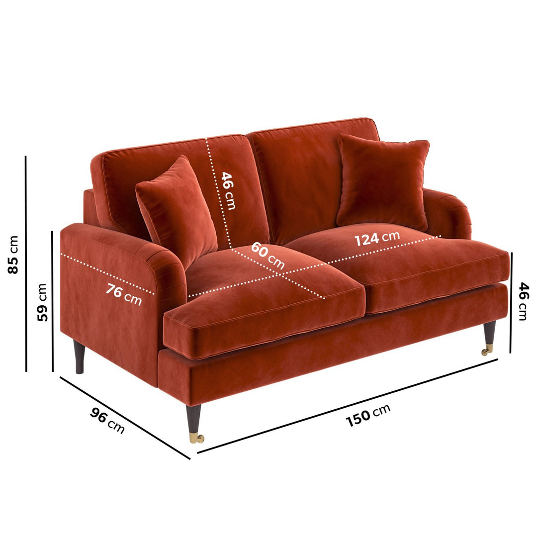 Burnt Orange Velvet 2 Seater Sofa sofa by DunePine - premium handmade upholstery available in UAE.