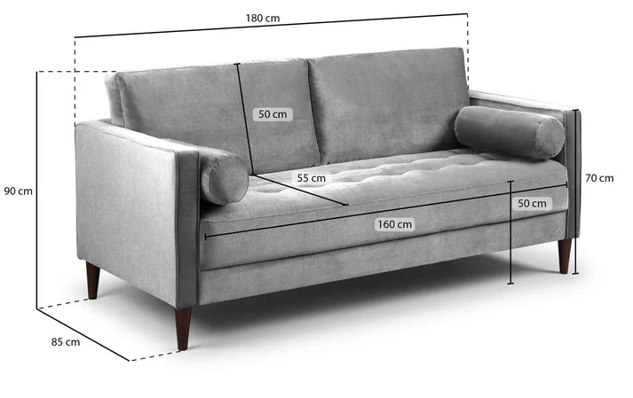 Velora Sofa Plush Teal Sofa in 3, Seater - DunePine UAE