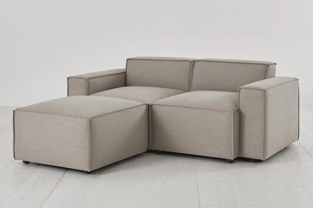 Mocha 2-Seater Left Chaise Sofa - modern 2-seater chaise sofa with premium fabric, handcrafted by Dunepine, Dubai
