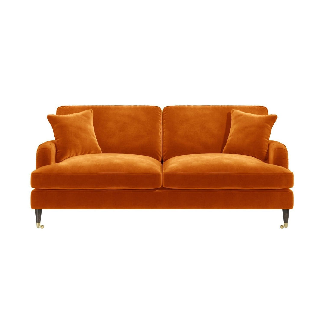 Orange Velvet 3 Seater Sofa sofa by DunePine - premium handmade upholstery available in UAE.