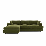 Load image into Gallery viewer, Olive Green Velvet Left Hand 4 Seater Chaise Corner Sofa sofa by DunePine - premium handmade upholstery available in UAE.
