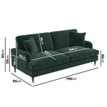 Load image into Gallery viewer, Dark Green Velvet 3 Seater Sofa sofa by DunePine - premium handmade upholstery available in UAE.

