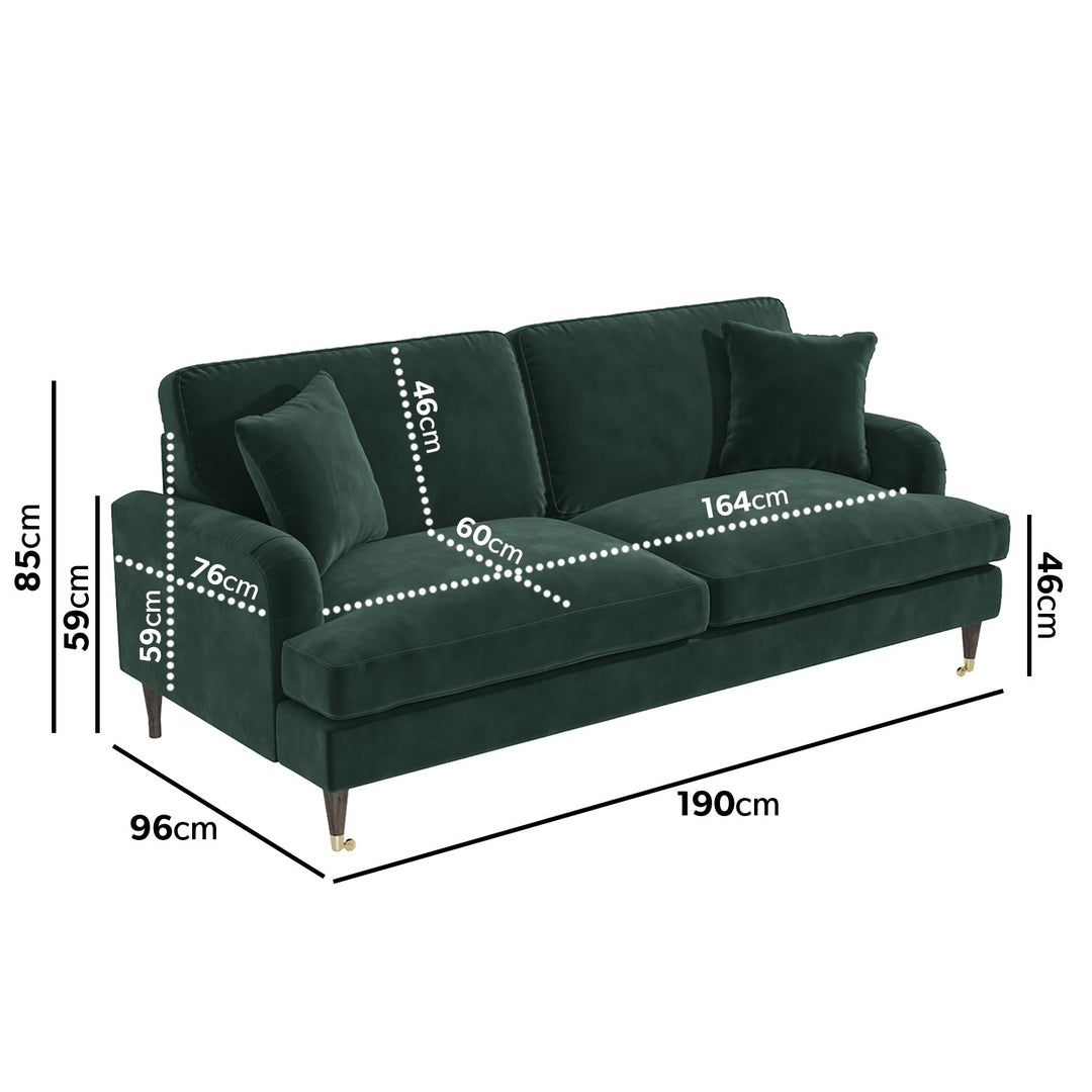 Dark Green Velvet 3 Seater Sofa sofa by DunePine - premium handmade upholstery available in UAE.