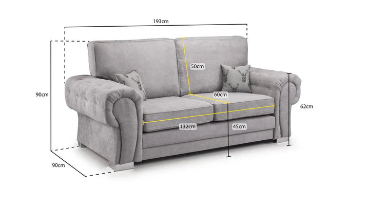 Verona Fullback Sofa Grey Sofa in 3, Seater - DunePine UAE