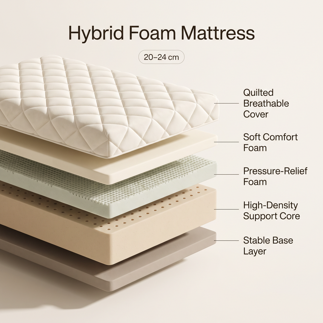 Harrington 22cm Hybrid Foam Mattress with Highly Quilted Breathable Fabric